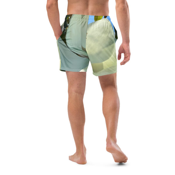 BeeHave Goods - Men's White Floral Swim Trunks - Image 6