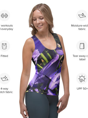 BeeHave Goods – Women's Purple Floral Fitted Tank Top