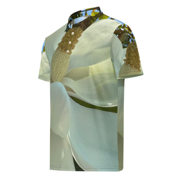 BeeHave Goods – White Floral Slim Fit Polo - Unisex - Image 2