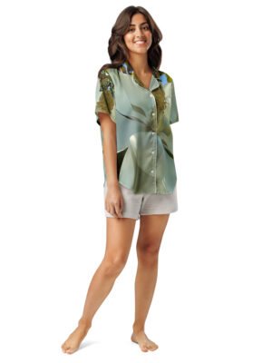 Beehave Goods - Women’s white floral short sleeve pajama top