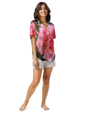 Beehave Goods - women’s rose floral short sleeve pajama top