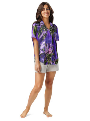 Beehave Goods - women’s Purple Floral short sleeve pajama top